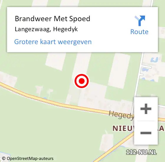 Locatie op kaart van de 112 melding: Brandweer Met Spoed Naar Langezwaag, Hegedyk op 23 juni 2021 07:40