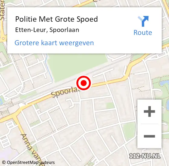 Locatie op kaart van de 112 melding: Politie Met Grote Spoed Naar Etten-Leur, Spoorlaan op 23 juni 2021 13:11