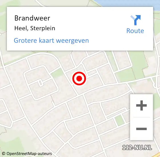 Locatie op kaart van de 112 melding: Brandweer Heel, Sterplein op 14 juni 2014 05:29