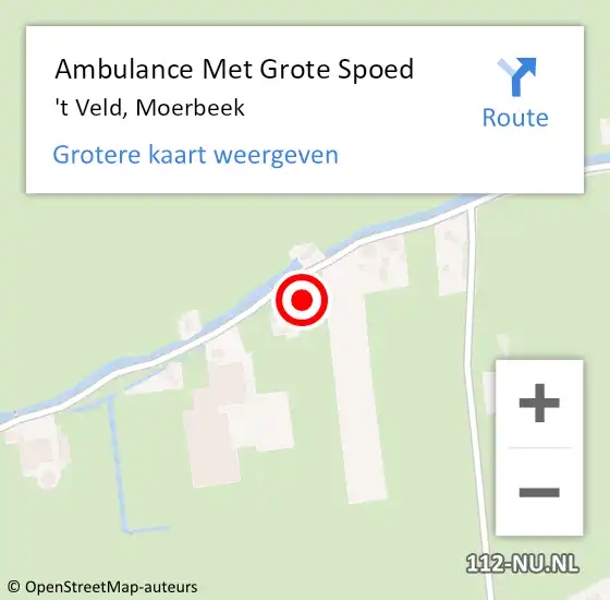 Locatie op kaart van de 112 melding: Ambulance Met Grote Spoed Naar 't Veld, Moerbeek op 23 juni 2021 19:39