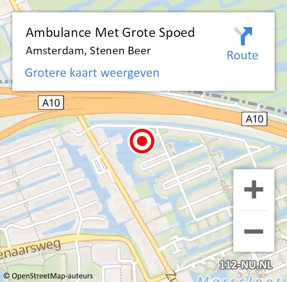 Locatie op kaart van de 112 melding: Ambulance Met Grote Spoed Naar Amsterdam, Stenen Beer op 23 juni 2021 23:04