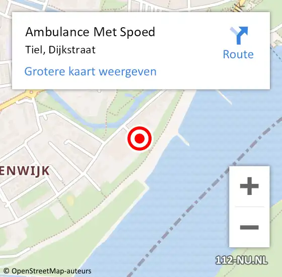 Locatie op kaart van de 112 melding: Ambulance Met Spoed Naar Tiel, Dijkstraat op 14 juni 2014 07:58