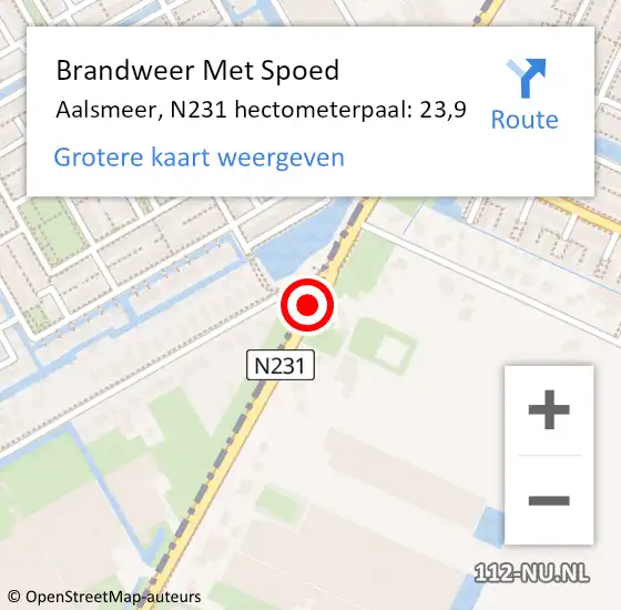 Locatie op kaart van de 112 melding: Brandweer Met Spoed Naar Aalsmeer, N231 hectometerpaal: 23,9 op 24 juni 2021 03:50