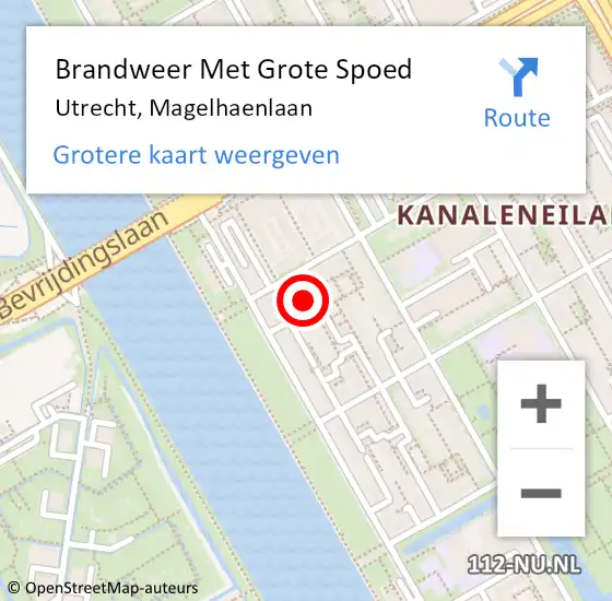 Locatie op kaart van de 112 melding: Brandweer Met Grote Spoed Naar Utrecht, Magelhaenlaan op 24 juni 2021 04:42