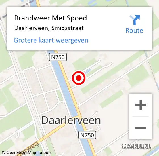 Locatie op kaart van de 112 melding: Brandweer Met Spoed Naar Daarlerveen, Smidsstraat op 24 juni 2021 05:18