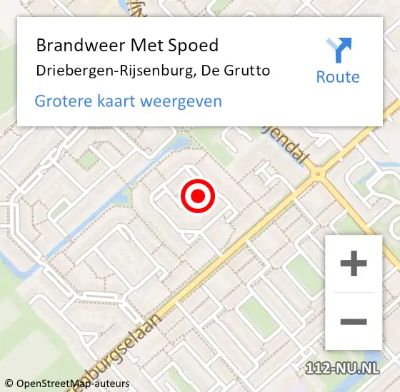 Locatie op kaart van de 112 melding: Brandweer Met Spoed Naar Driebergen-Rijsenburg, De Grutto op 24 juni 2021 08:45