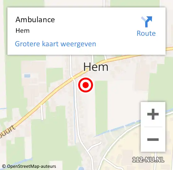 Locatie op kaart van de 112 melding: Ambulance Hem op 24 juni 2021 10:41
