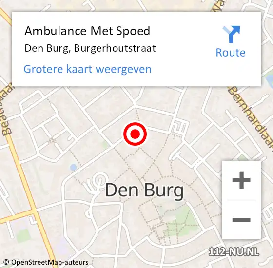 Locatie op kaart van de 112 melding: Ambulance Met Spoed Naar Den Burg, Burgerhoutstraat op 24 juni 2021 11:57