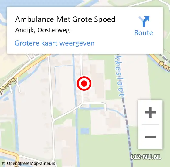 Locatie op kaart van de 112 melding: Ambulance Met Grote Spoed Naar Andijk, Oosterweg op 24 juni 2021 13:16