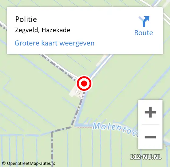 Locatie op kaart van de 112 melding: Politie Zegveld, Hazekade op 24 juni 2021 14:00