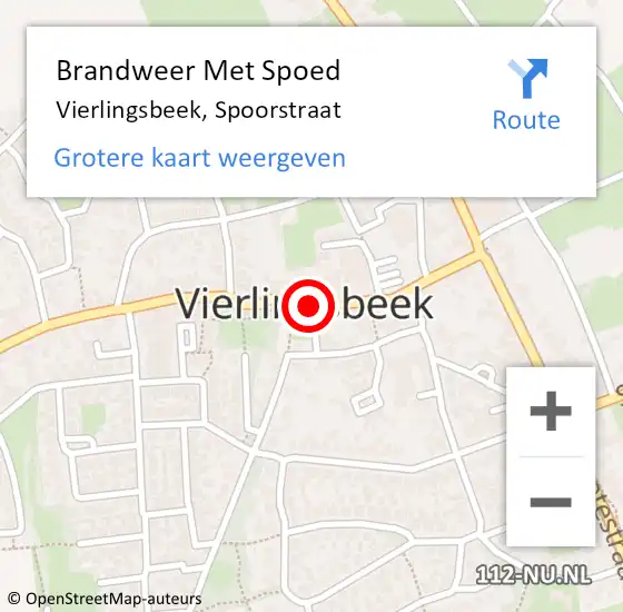 Locatie op kaart van de 112 melding: Brandweer Met Spoed Naar Vierlingsbeek, Spoorstraat op 24 juni 2021 15:11