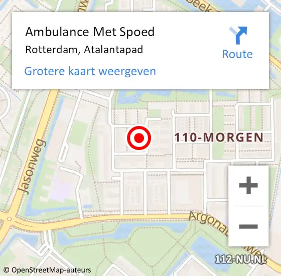 Locatie op kaart van de 112 melding: Ambulance Met Spoed Naar Rotterdam, Atalantapad op 24 juni 2021 15:15