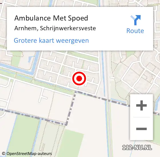 Locatie op kaart van de 112 melding: Ambulance Met Spoed Naar Arnhem, Schrijnwerkersveste op 24 juni 2021 16:33