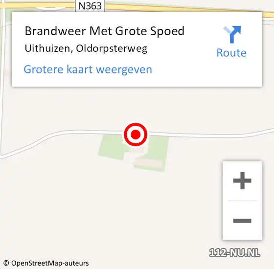 Locatie op kaart van de 112 melding: Brandweer Met Grote Spoed Naar Uithuizen, Oldorpsterweg op 14 juni 2014 09:36