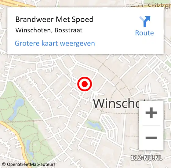 Locatie op kaart van de 112 melding: Brandweer Met Spoed Naar Winschoten, Bosstraat op 24 juni 2021 19:01