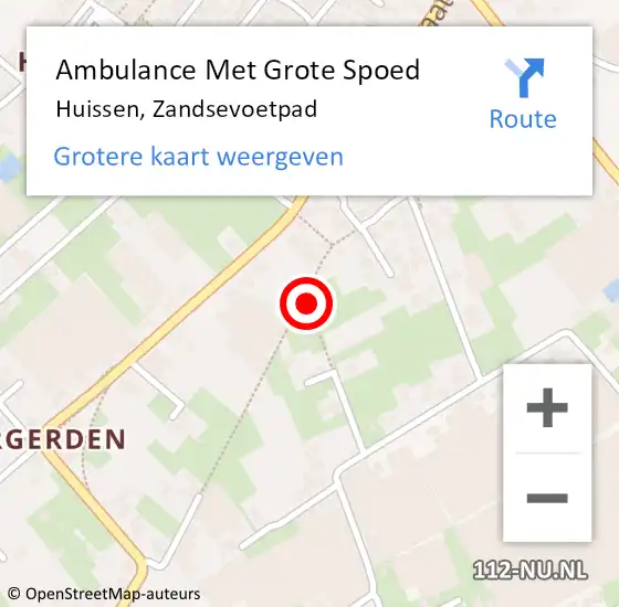 Locatie op kaart van de 112 melding: Ambulance Met Grote Spoed Naar Huissen, Zandsevoetpad op 25 juni 2021 08:22