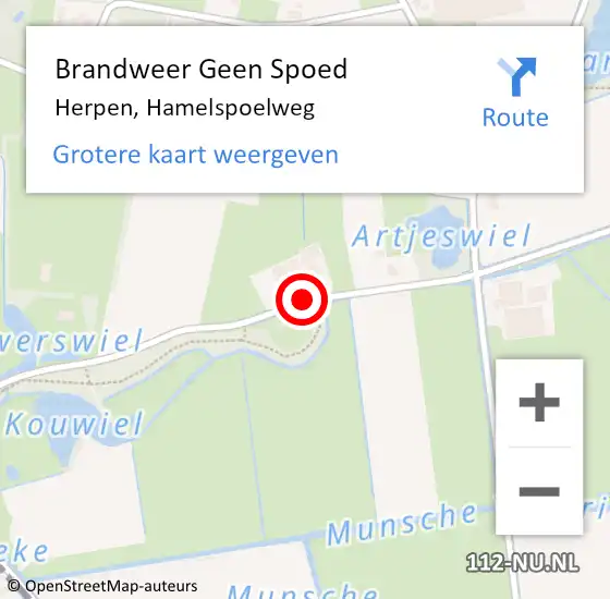 Locatie op kaart van de 112 melding: Brandweer Geen Spoed Naar Herpen, Hamelspoelweg op 25 juni 2021 10:53