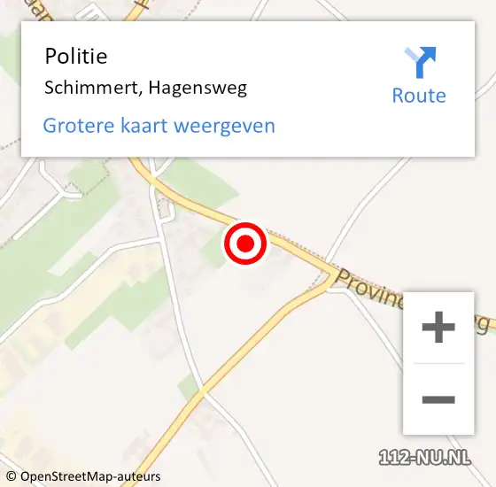 Locatie op kaart van de 112 melding: Politie Schimmert, Hagensweg op 25 juni 2021 15:56