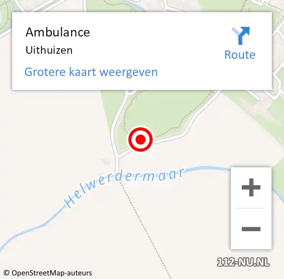 Locatie op kaart van de 112 melding: Ambulance Uithuizen op 25 juni 2021 18:41