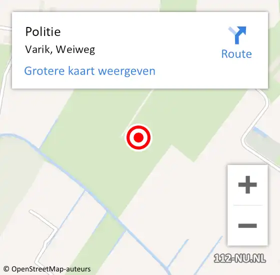 Locatie op kaart van de 112 melding: Politie Varik, Weiweg op 25 juni 2021 19:44