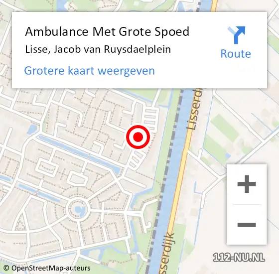 Locatie op kaart van de 112 melding: Ambulance Met Grote Spoed Naar Lisse, Jacob van Ruysdaelplein op 14 juni 2014 11:41