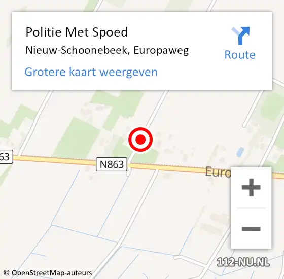 Locatie op kaart van de 112 melding: Politie Met Spoed Naar Nieuw-Schoonebeek, Europaweg op 26 juni 2021 04:00