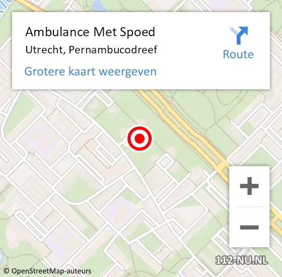 Locatie op kaart van de 112 melding: Ambulance Met Spoed Naar Utrecht, Pernambucodreef op 14 juni 2014 12:08