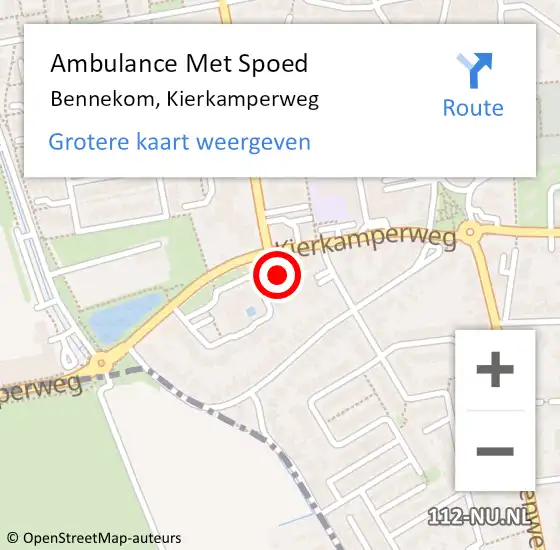 Locatie op kaart van de 112 melding: Ambulance Met Spoed Naar Bennekom, Kierkamperweg op 26 juni 2021 11:16