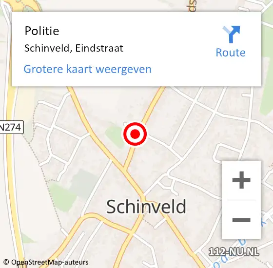 Locatie op kaart van de 112 melding: Politie Schinveld, Eindstraat op 26 juni 2021 11:24