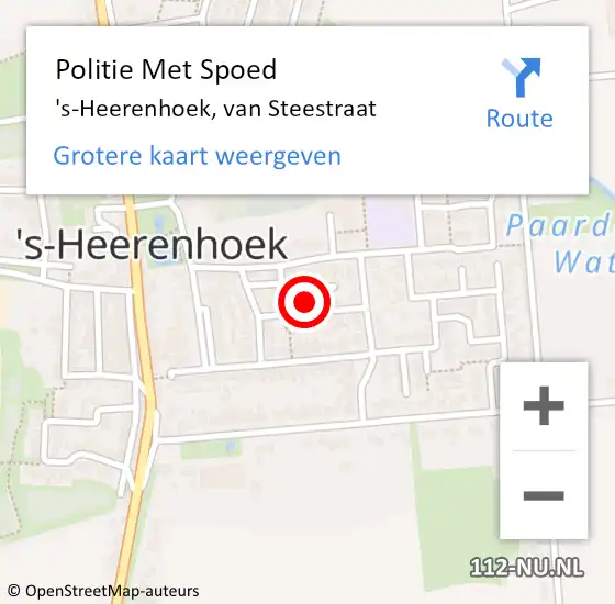 Locatie op kaart van de 112 melding: Politie Met Spoed Naar 's-Heerenhoek, van Steestraat op 26 juni 2021 17:56
