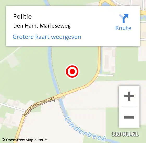 Locatie op kaart van de 112 melding: Politie Den Ham, Marleseweg op 26 juni 2021 18:19