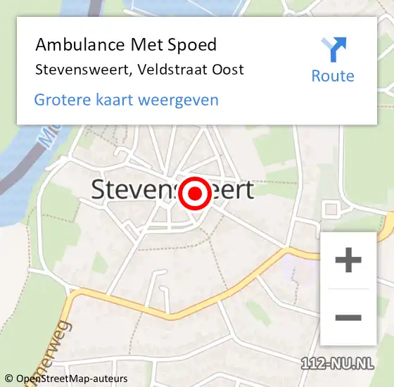 Locatie op kaart van de 112 melding: Ambulance Met Spoed Naar Stevensweert, Veldstraat Oost op 26 juni 2021 21:50