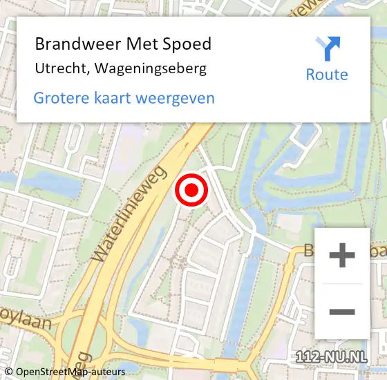 Locatie op kaart van de 112 melding: Brandweer Met Spoed Naar Utrecht, Wageningseberg op 26 juni 2021 22:12