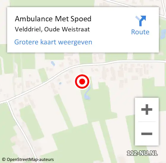 Locatie op kaart van de 112 melding: Ambulance Met Spoed Naar Velddriel, Oude Weistraat op 26 juni 2021 22:38