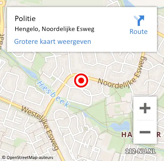 Locatie op kaart van de 112 melding: Politie Hengelo, Noordelijke Esweg op 26 juni 2021 23:35