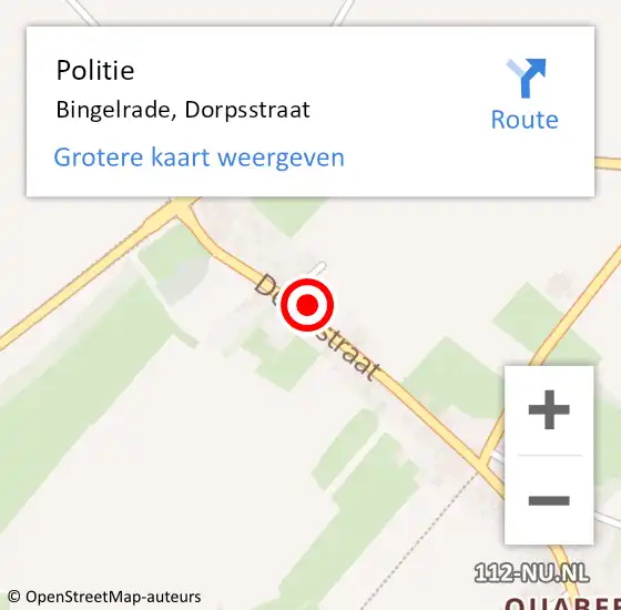 Locatie op kaart van de 112 melding: Politie Bingelrade, Dorpsstraat op 27 juni 2021 00:34