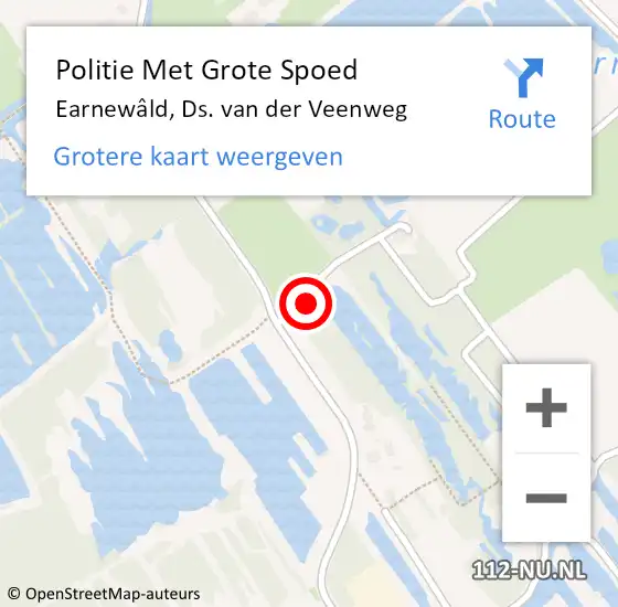 Locatie op kaart van de 112 melding: Politie Met Grote Spoed Naar Earnewâld, Ds. van der Veenweg op 27 juni 2021 00:36