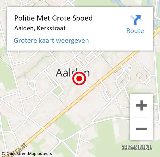 Locatie op kaart van de 112 melding: Politie Met Grote Spoed Naar Aalden, Kerkstraat op 27 juni 2021 04:35