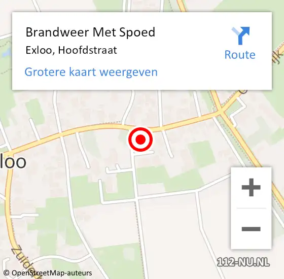 Locatie op kaart van de 112 melding: Brandweer Met Spoed Naar Exloo, Hoofdstraat op 27 juni 2021 05:50
