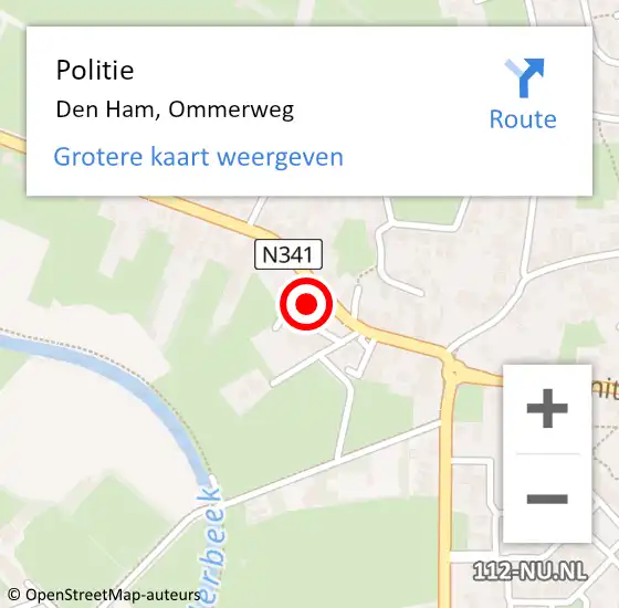 Locatie op kaart van de 112 melding: Politie Den Ham, Ommerweg op 27 juni 2021 12:02