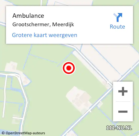 Locatie op kaart van de 112 melding: Ambulance Grootschermer, Meerdijk op 27 juni 2021 14:15
