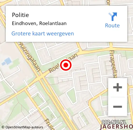 Locatie op kaart van de 112 melding: Politie Eindhoven, Roelantlaan op 27 juni 2021 17:45
