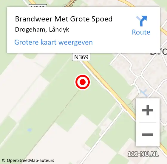 Locatie op kaart van de 112 melding: Brandweer Met Grote Spoed Naar Drogeham, Lândyk op 27 juni 2021 20:16