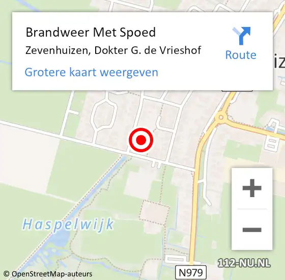 Locatie op kaart van de 112 melding: Brandweer Met Spoed Naar Zevenhuizen, Dokter G. de Vrieshof op 28 juni 2021 00:35