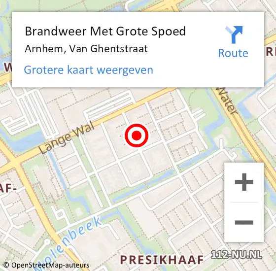Locatie op kaart van de 112 melding: Brandweer Met Grote Spoed Naar Arnhem, Van Ghentstraat op 28 juni 2021 00:38