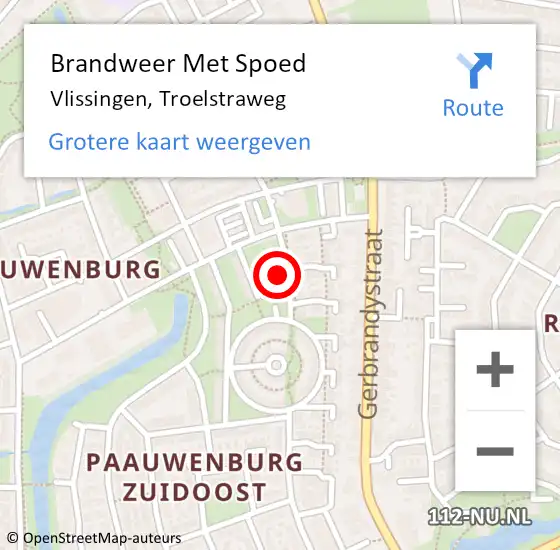 Locatie op kaart van de 112 melding: Brandweer Met Spoed Naar Vlissingen, Troelstraweg op 28 juni 2021 11:40