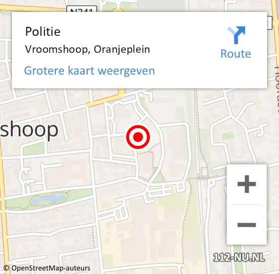 Locatie op kaart van de 112 melding: Politie Vroomshoop, Oranjeplein op 28 juni 2021 13:05