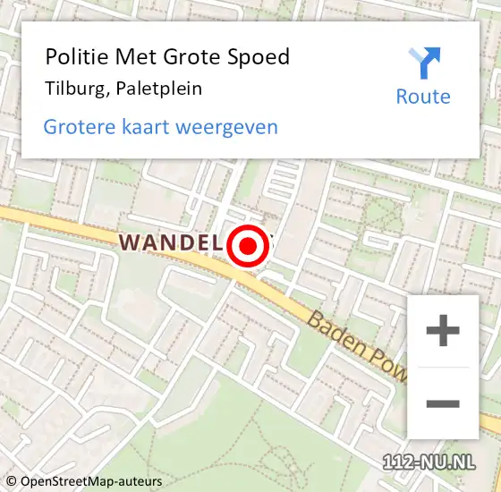 Locatie op kaart van de 112 melding: Politie Met Grote Spoed Naar Tilburg, Paletplein op 28 juni 2021 13:22
