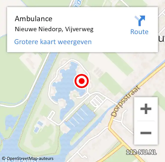 Locatie op kaart van de 112 melding: Ambulance Nieuwe Niedorp, Vijverweg op 28 juni 2021 13:25