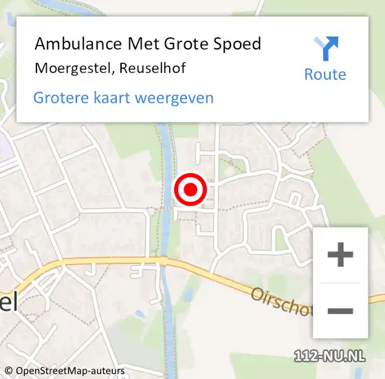 Locatie op kaart van de 112 melding: Ambulance Met Grote Spoed Naar Moergestel, Reuselhof op 28 juni 2021 16:48